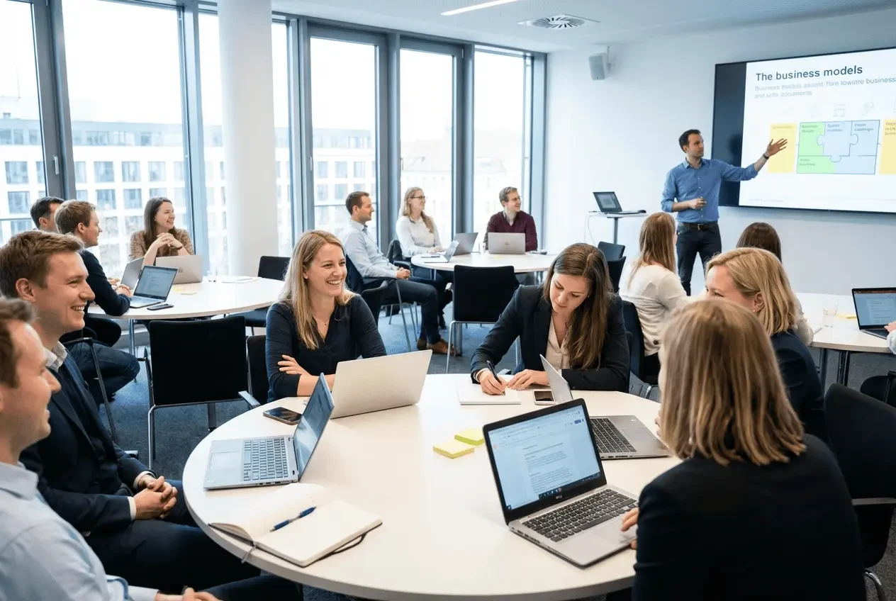 Dashboard for managing startup founder seminars with participant lists and online booking function