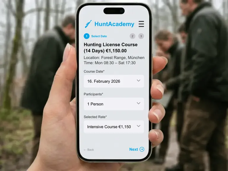 Digital management of hunting license registrations and participant lists without paper clutter for hunting schools