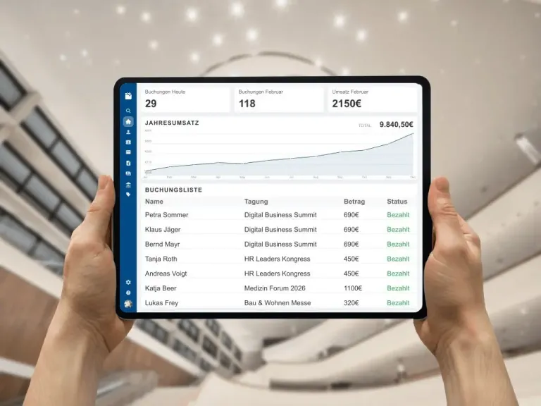 Digital attendee management and automated invoicing for major events and conferences