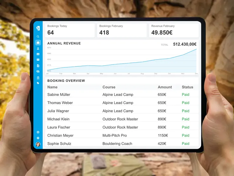Secure online payment for climbing workshops and automated invoicing