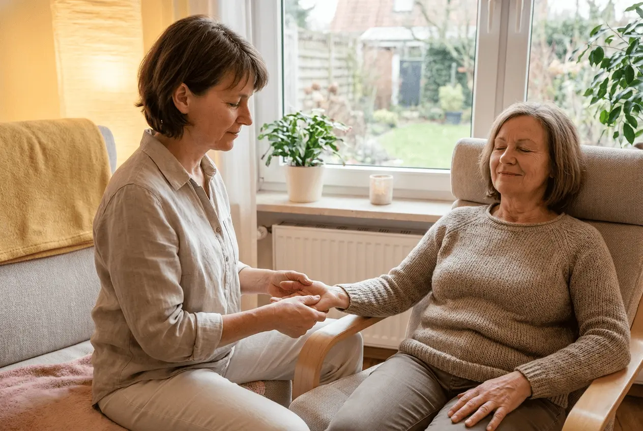 Entspannte Akupressur Behandlung am Rücken in einer modernen Naturheilpraxis mit TCM Fokus