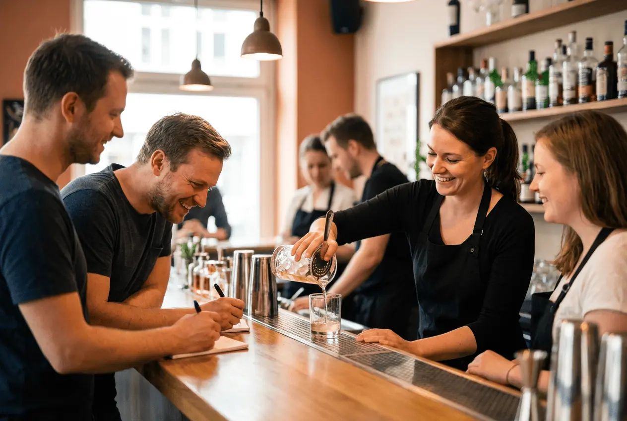 Professionelle Barkeeper Ausbildung und Cocktail Mixing Workshop im Einsatz