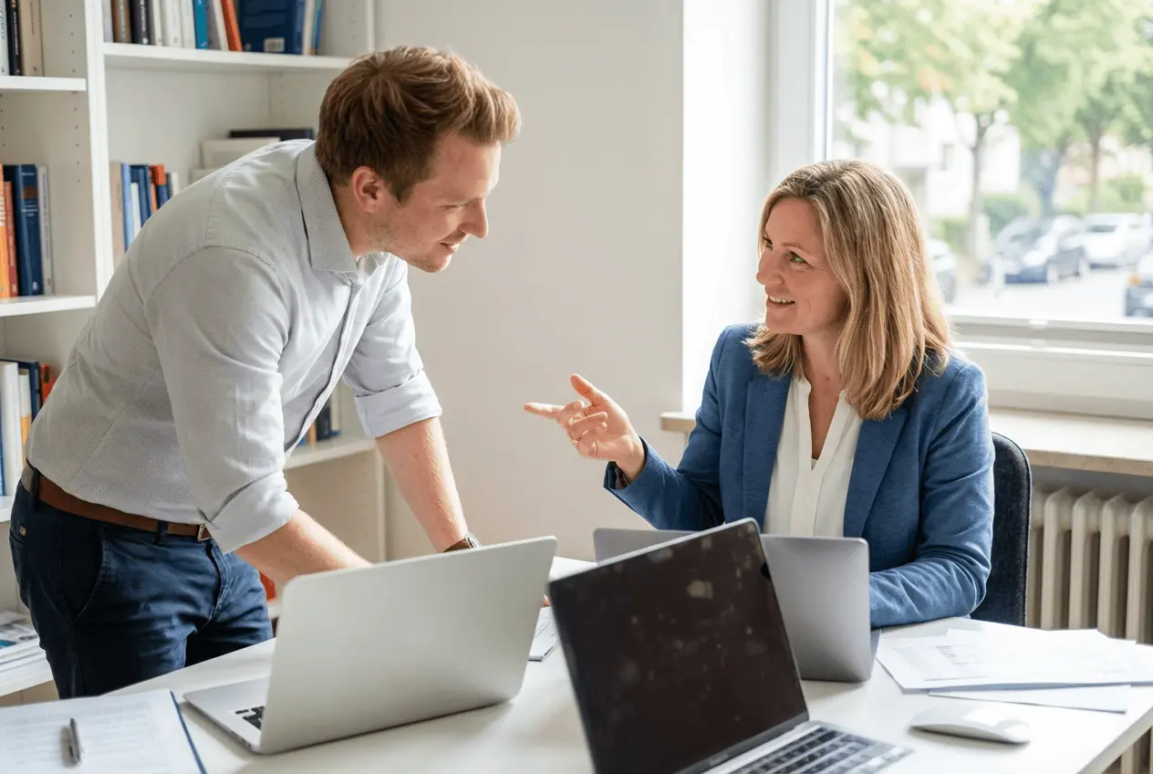 Professionelles Bewerbungscoaching und Karriereberatung am Laptop