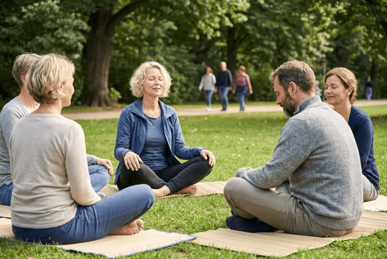 Leitung von MBSR-Kursen und Achtsamkeits-Retreats Gruppenmeditation Stressbewältigung